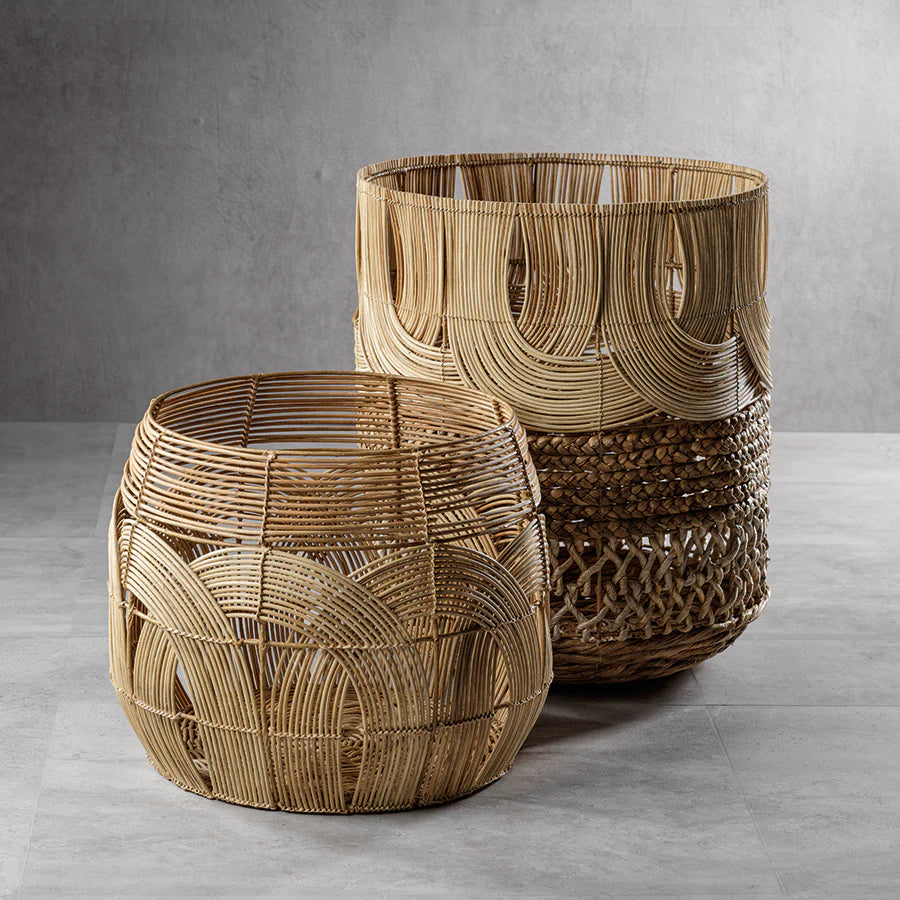 MALACCA MULTI-WEAVE RATTAN & WATER HYACINTH BASKET