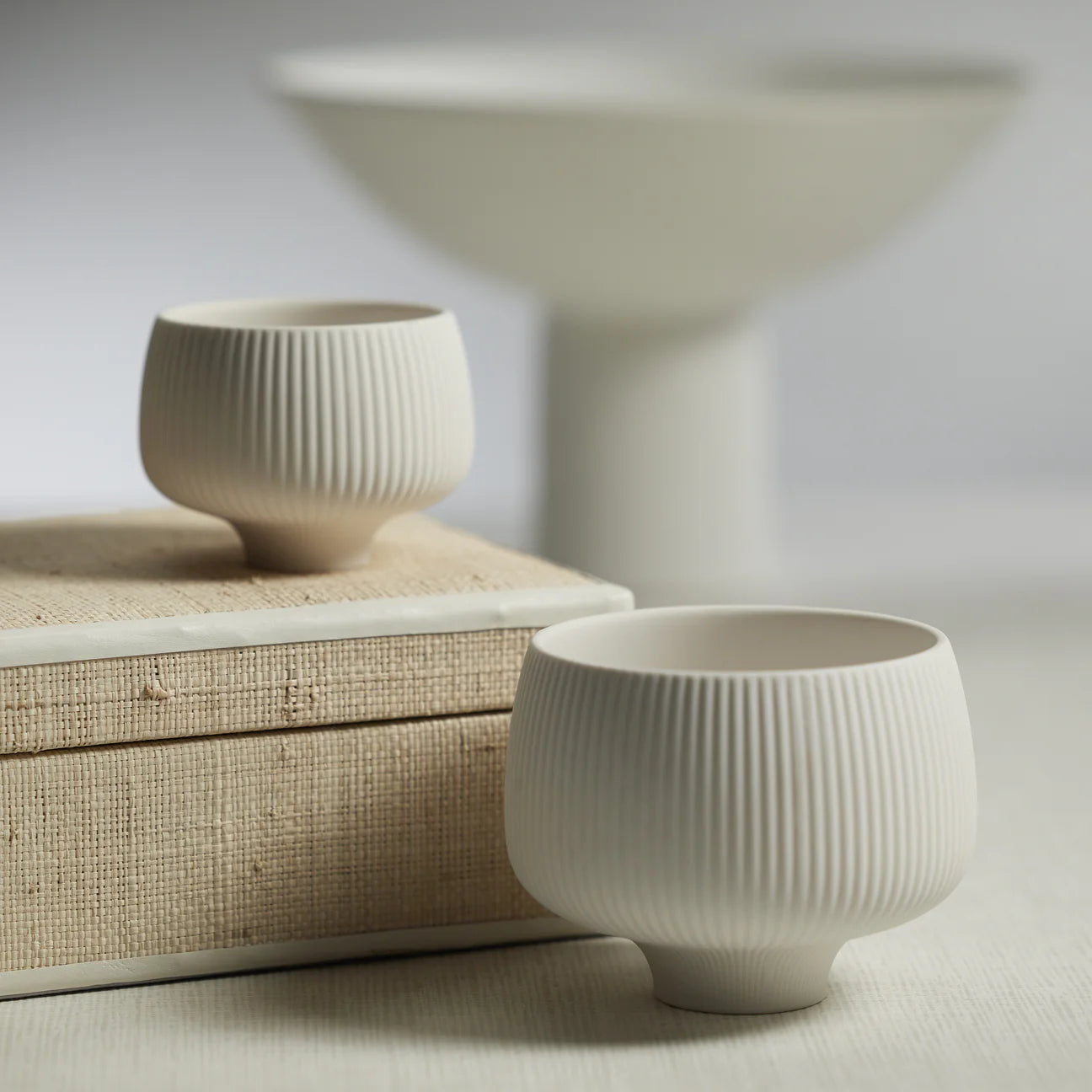 RIDGED CONDIMENT BOWL - MATTE WHITE