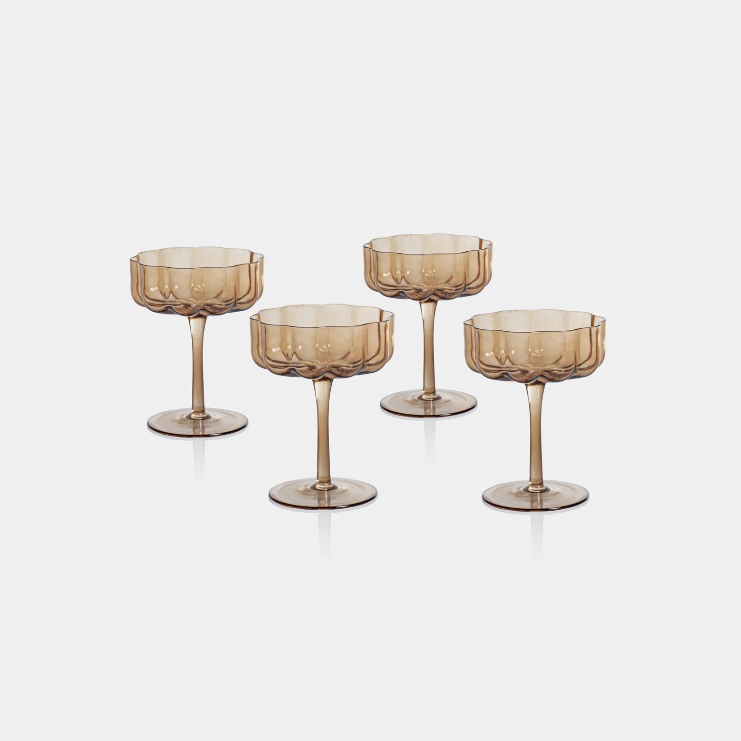 ROCCO HANDBLOWN AMBER COUPE (SET OF 4)