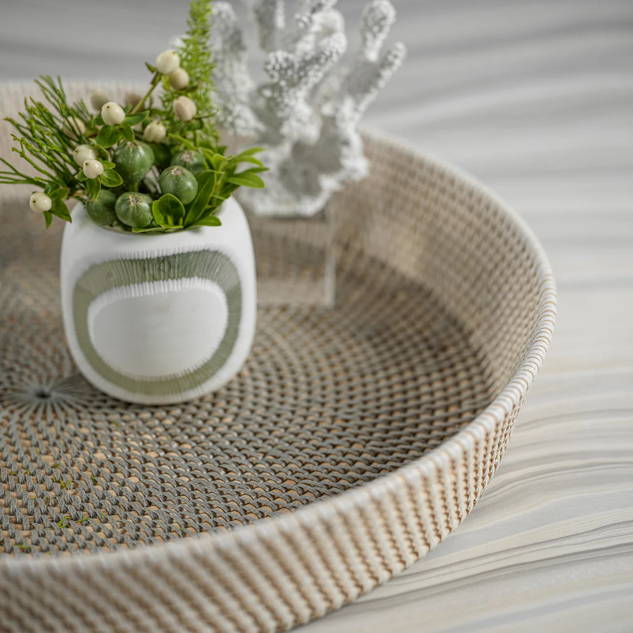 CATALINA TONAL RATTAN SERVING TRAY