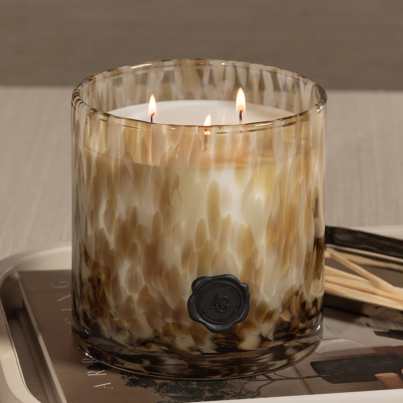 APOTHECARY GUILD OPAL GLASS THREE-WICK CANDLE