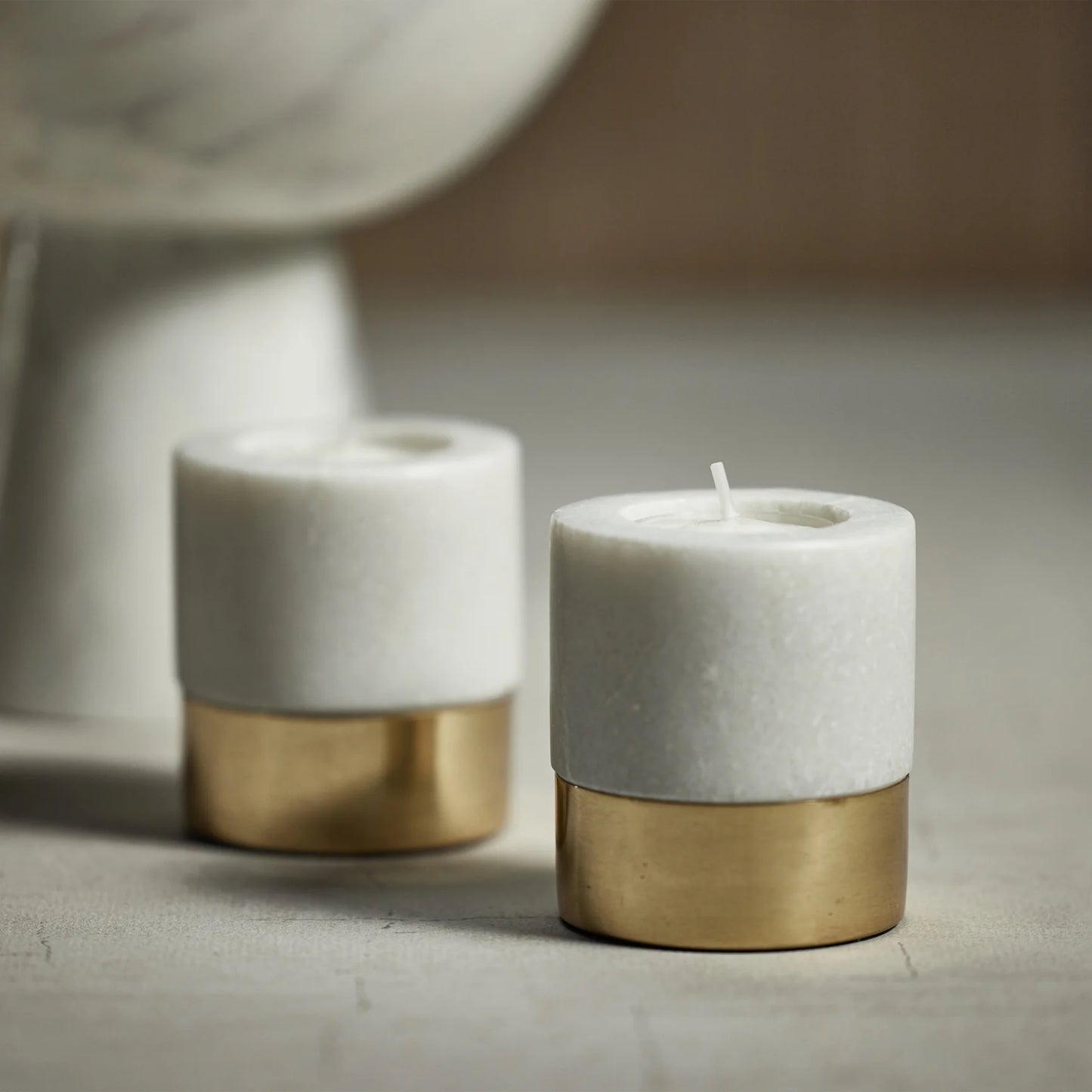 BODEGA MARBLE AND BRASS TEALIGHT HOLDER