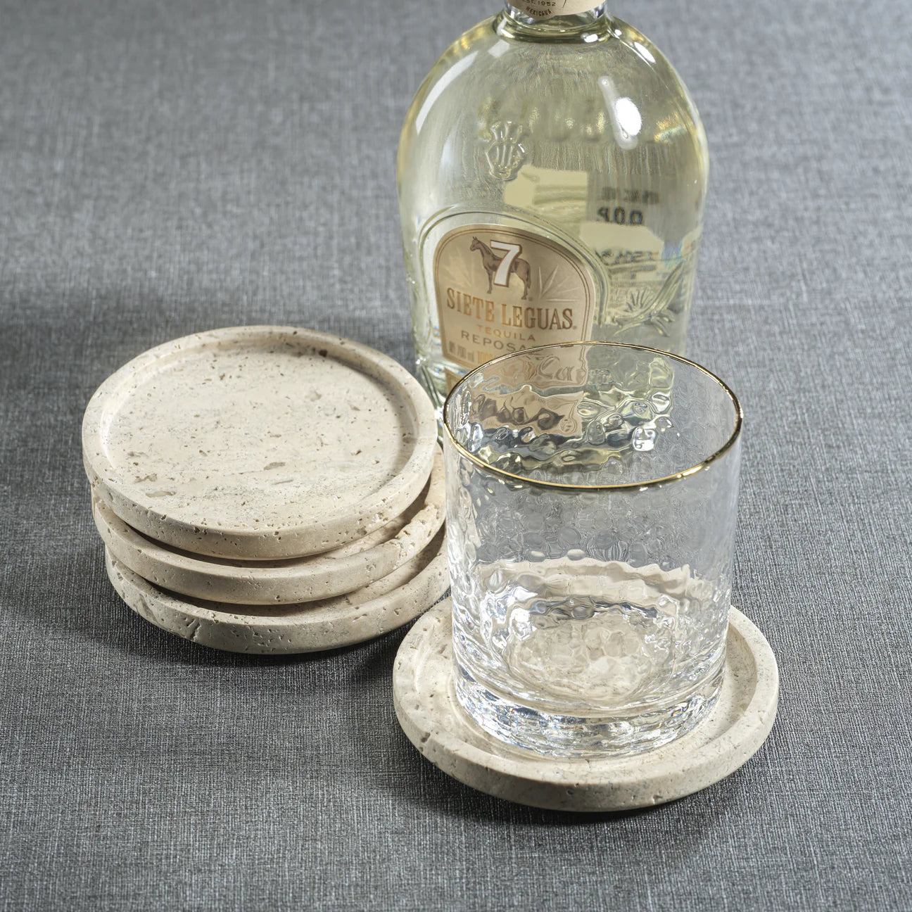 MARBLE TRAVERTINE COASTER (SET OF 4)