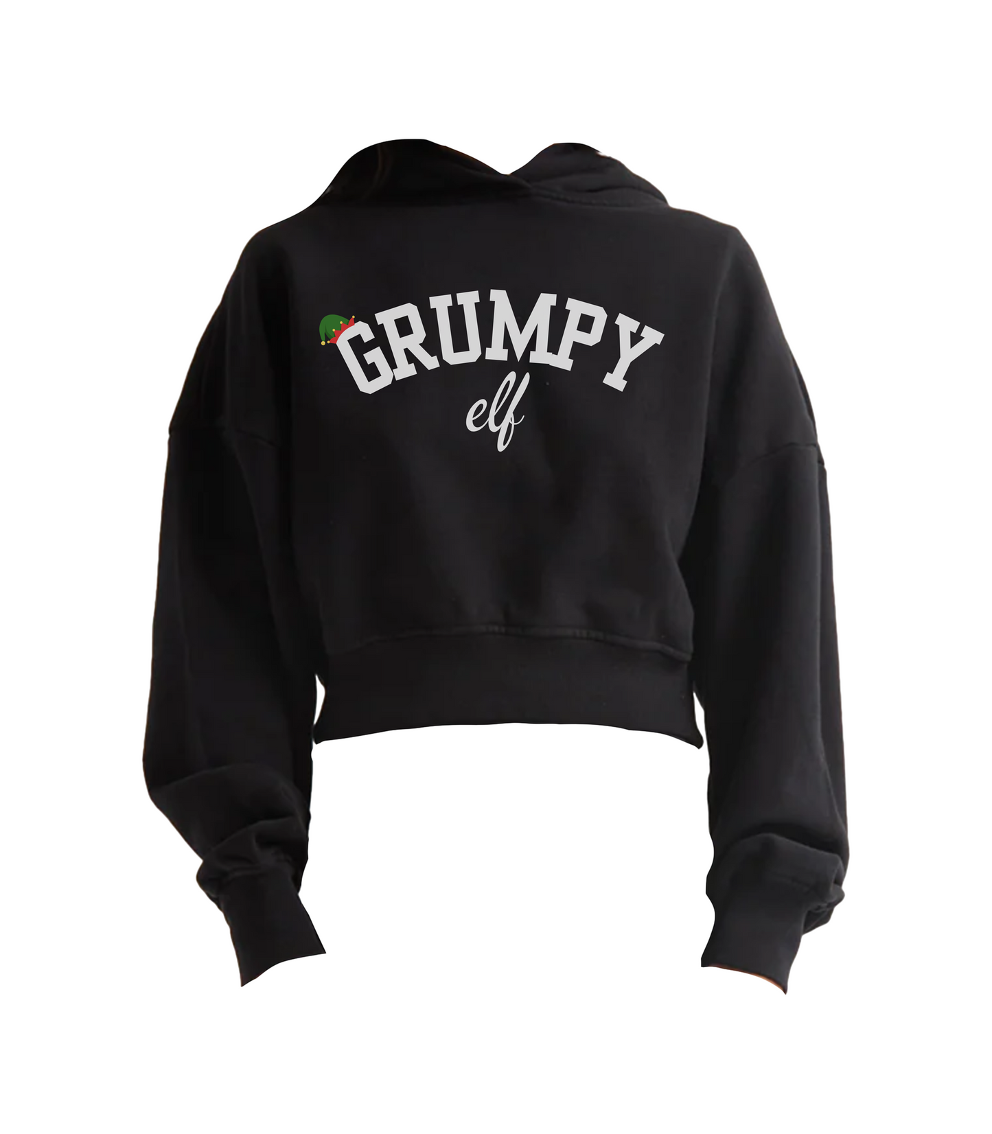 GRUMPY ELF CROPPED HOODIE