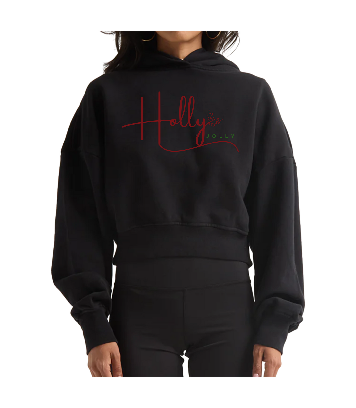 HOLLY JOLLY CROPPED HOODIE