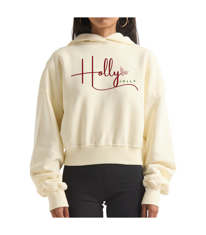 HOLLY JOLLY CROPPED HOODIE