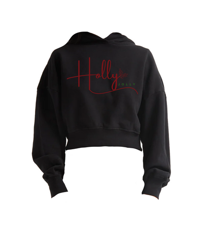 HOLLY JOLLY CROPPED HOODIE