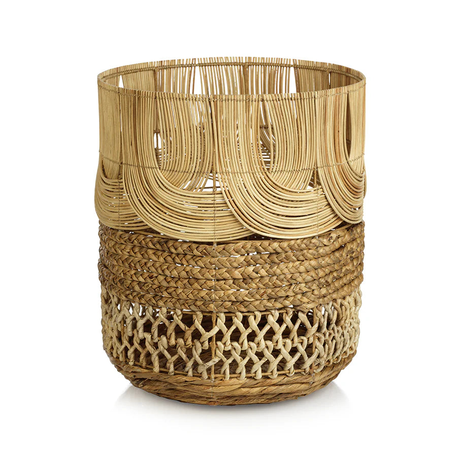 MALACCA MULTI-WEAVE RATTAN & WATER HYACINTH BASKET