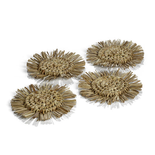 TROPICAL PANDAN FRINGED COASTERS (SET OF 4)