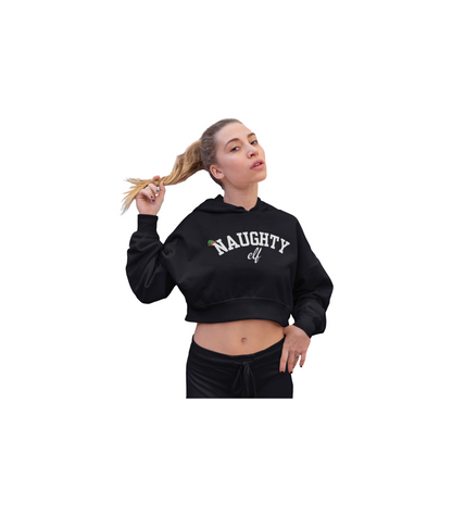 NAUGHTY ELF CROPPED HOODIE