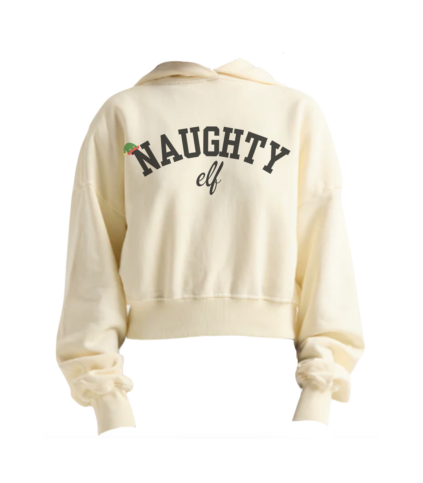 NAUGHTY ELF CROPPED HOODIE