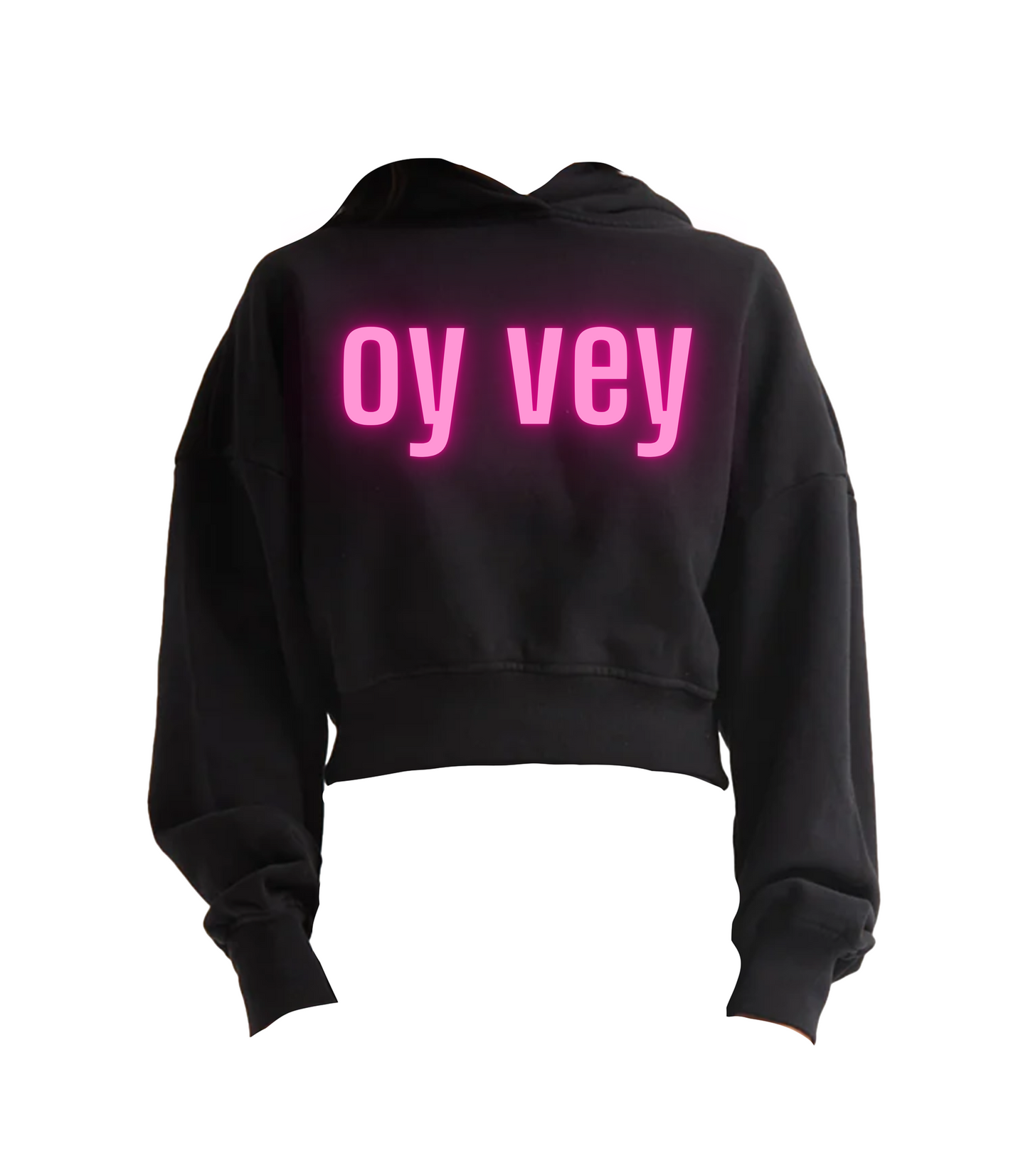 OY VEY NEON CROPPED HOODIE