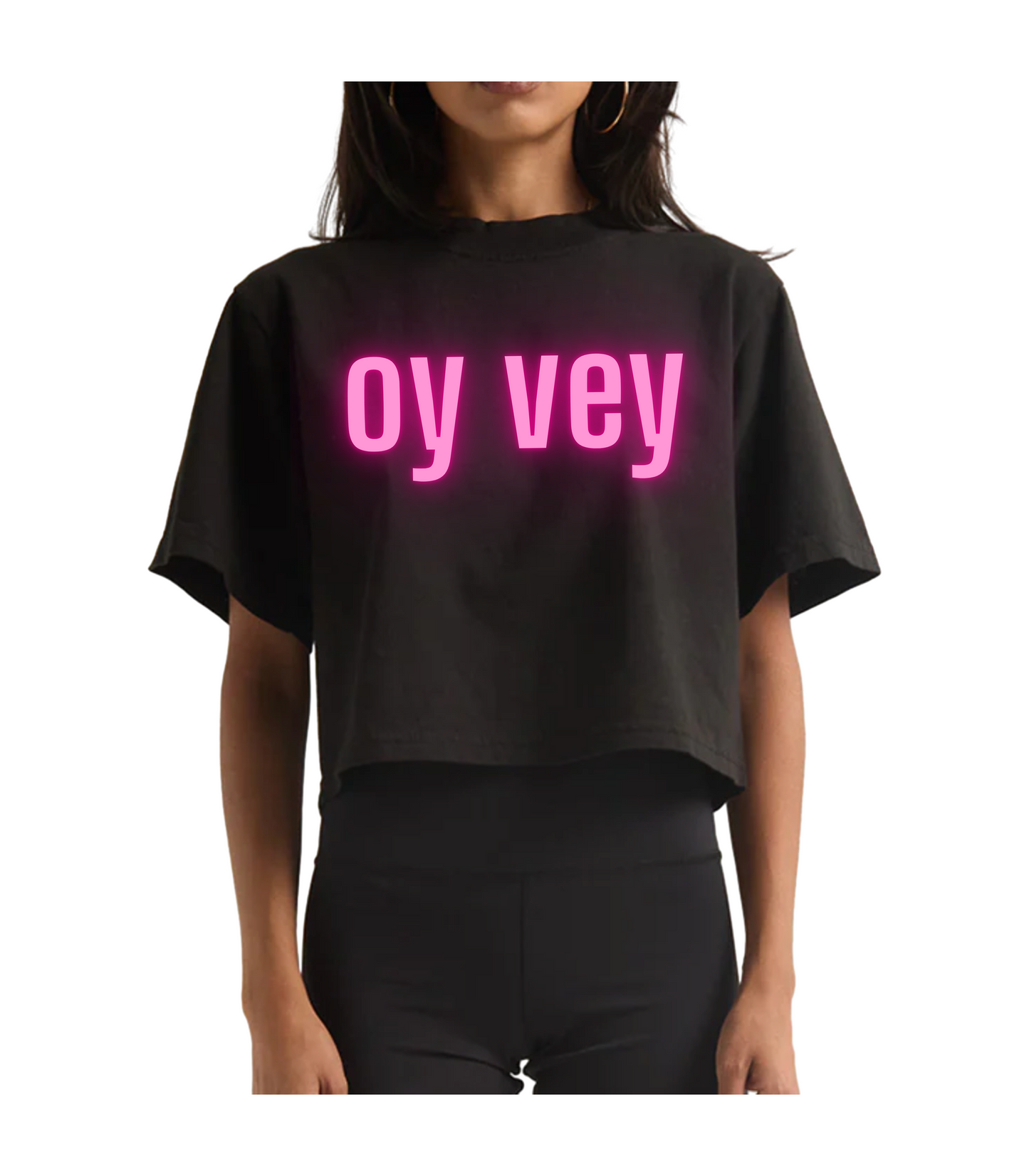 OY VEY NEON CROPPED TEE