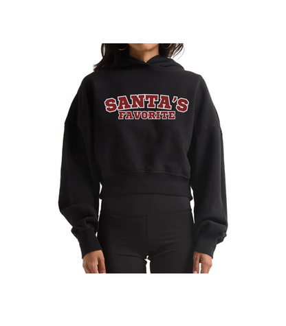 SANTA'S FAVORITE CROPPED HOODIE