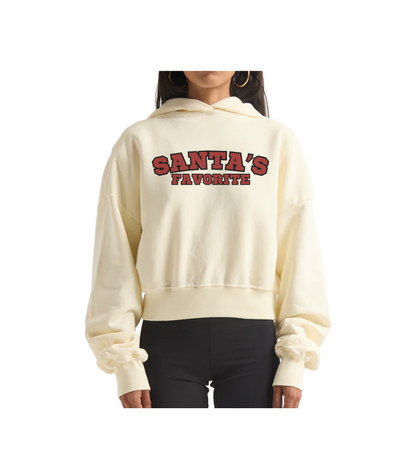 SANTA'S FAVORITE CROPPED HOODIE