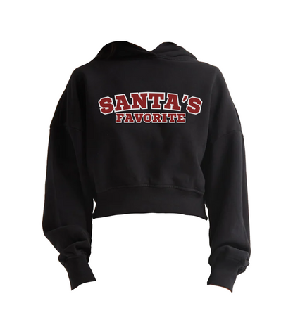 SANTA'S FAVORITE CROPPED HOODIE