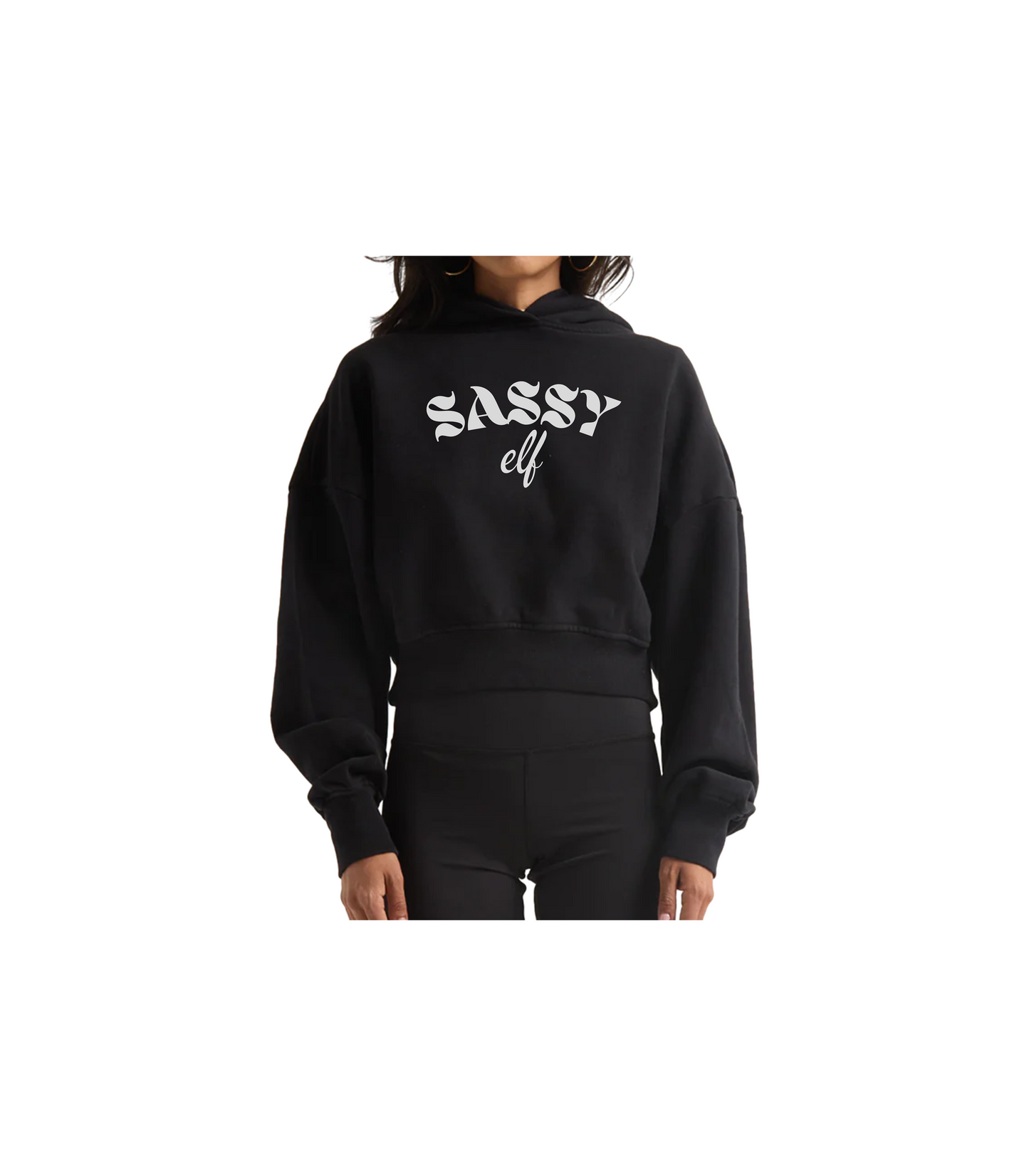 SASSY ELF CROPPED HOODIE