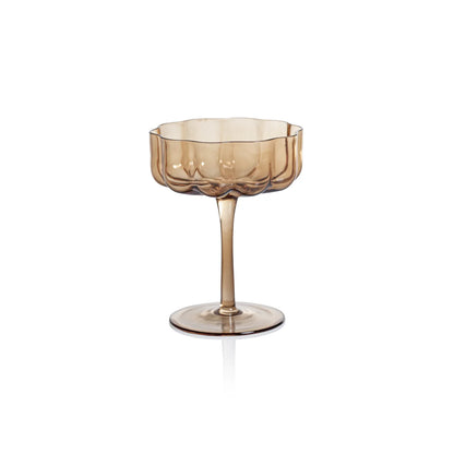 ROCCO HANDBLOWN AMBER COUPE (SET OF 4)