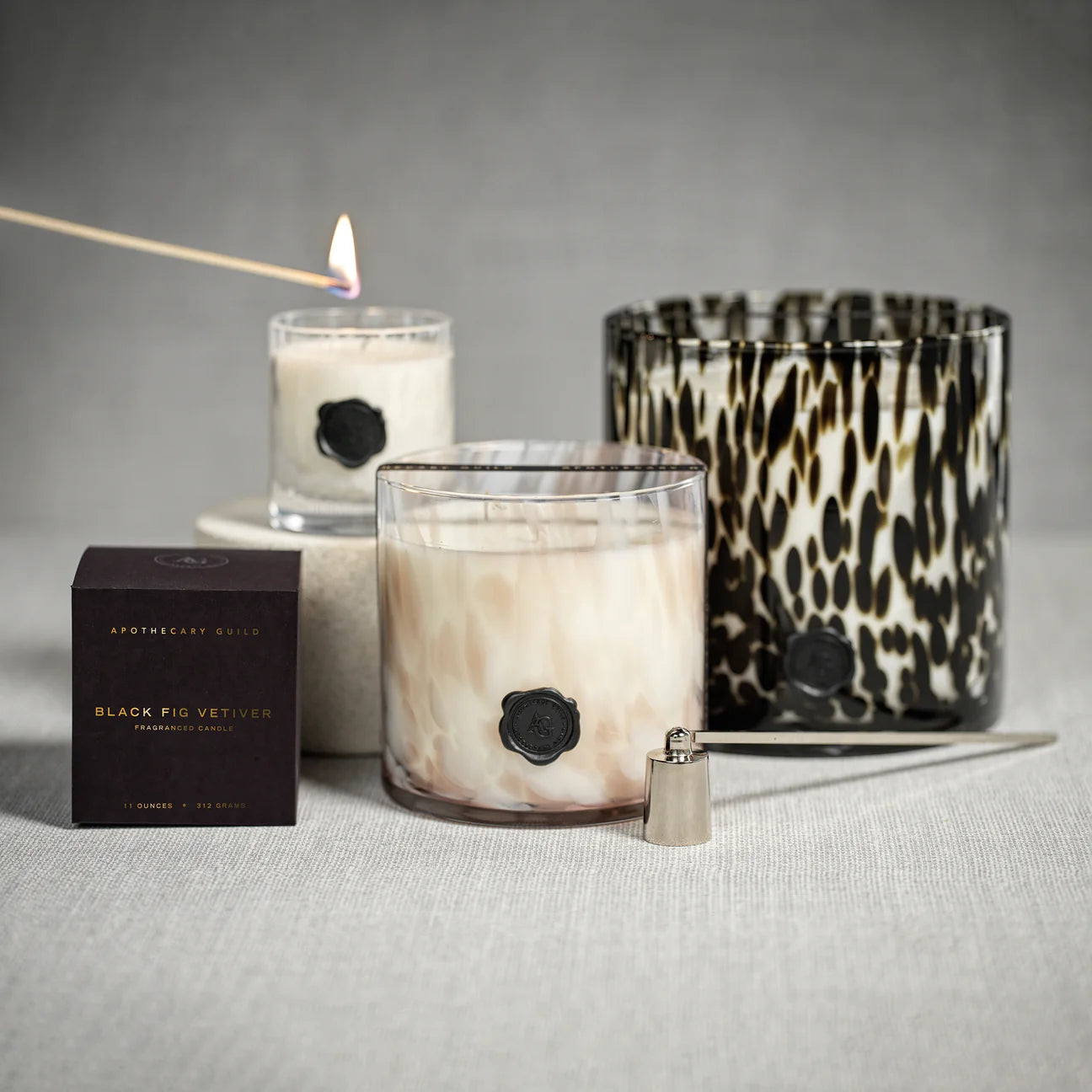 APOTHECARY GUILD OPAL GLASS THREE-WICK CANDLE