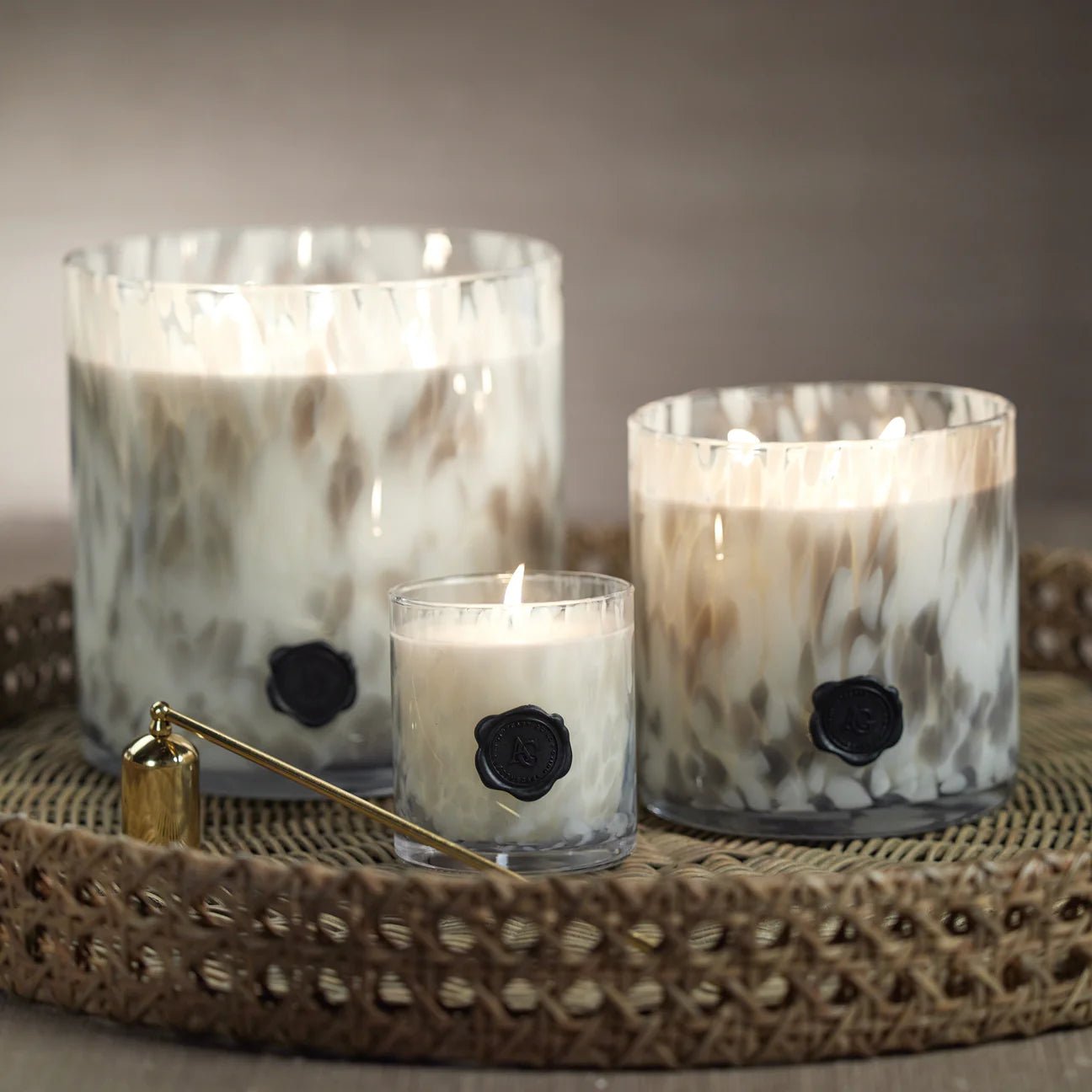 APOTHECARY GUILD OPAL GLASS THREE-WICK CANDLE