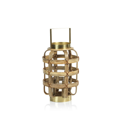 PALOMAR BAMBOO WITH BRASS TRIM LANTERN