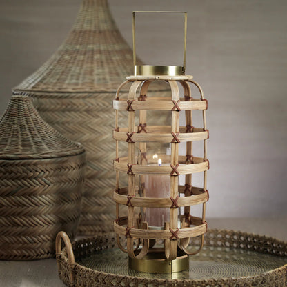 PALOMAR BAMBOO WITH BRASS TRIM LANTERN