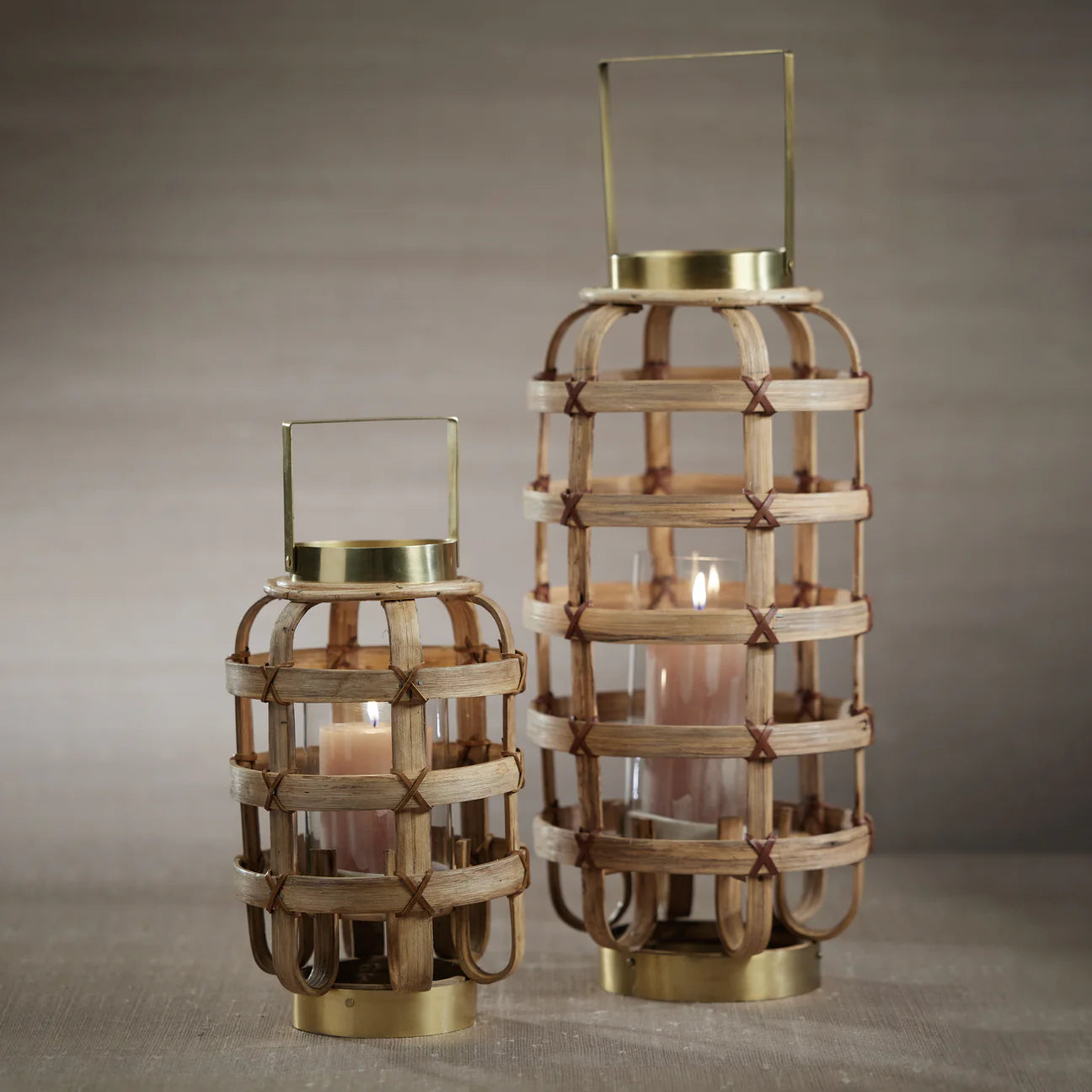 PALOMAR BAMBOO WITH BRASS TRIM LANTERN