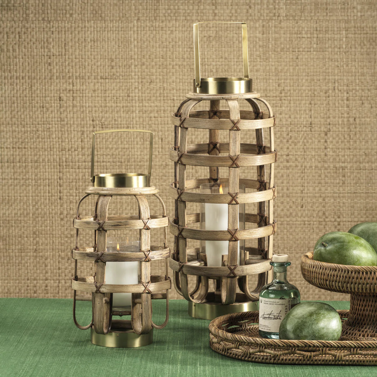 PALOMAR BAMBOO WITH BRASS TRIM LANTERN
