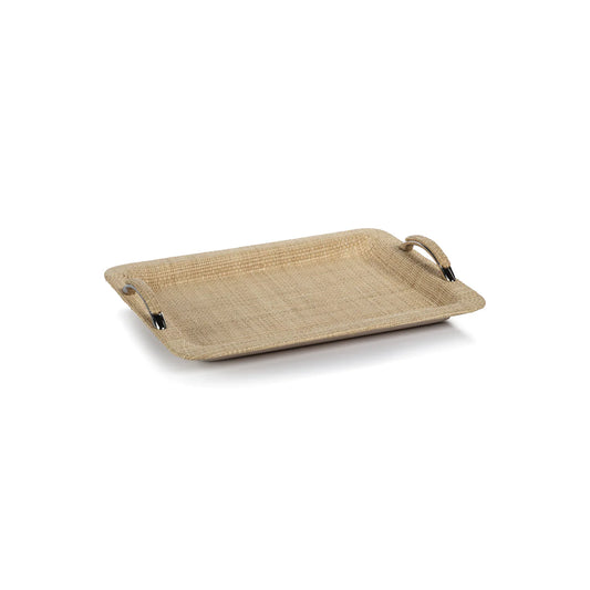 AIRELLES RAFFIA AND CHAMBRAY SERVING TRAY