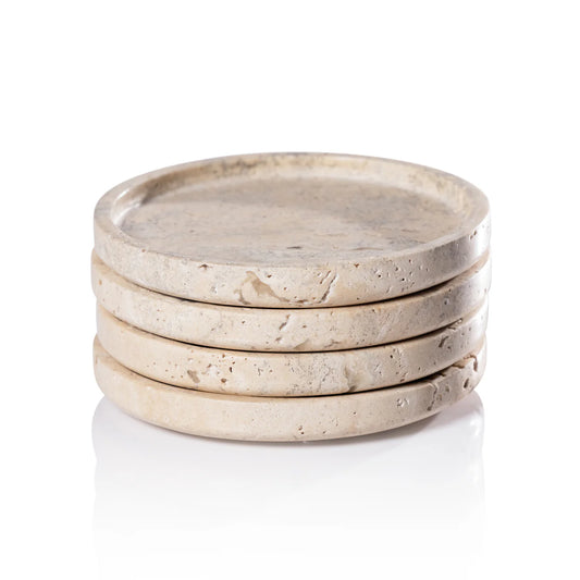 MARBLE TRAVERTINE COASTER (SET OF 4)