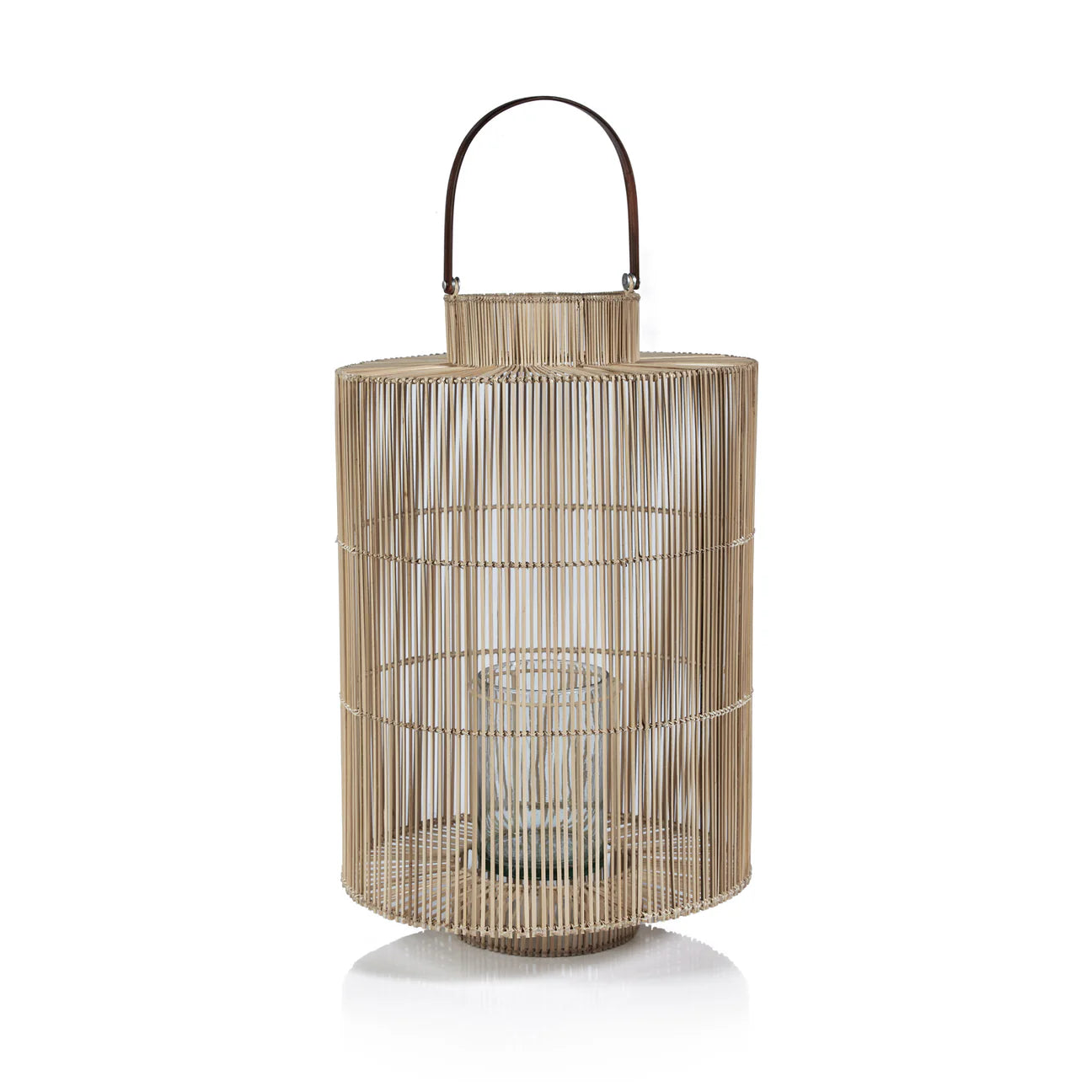 CAPRICE BURI LANTERN WITH GLASS HURRICANE