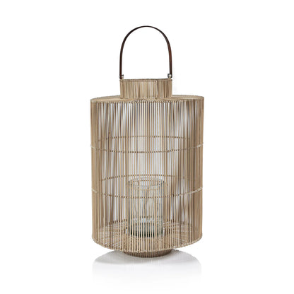CAPRICE BURI LANTERN WITH GLASS HURRICANE