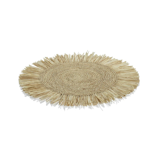 FRINGED PALM RAFFIA PLACEMAT